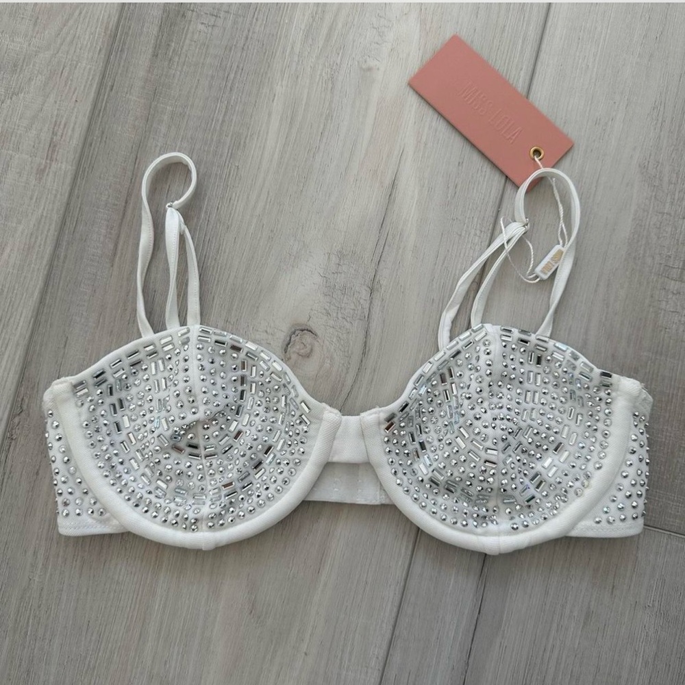 Embellished White Bra